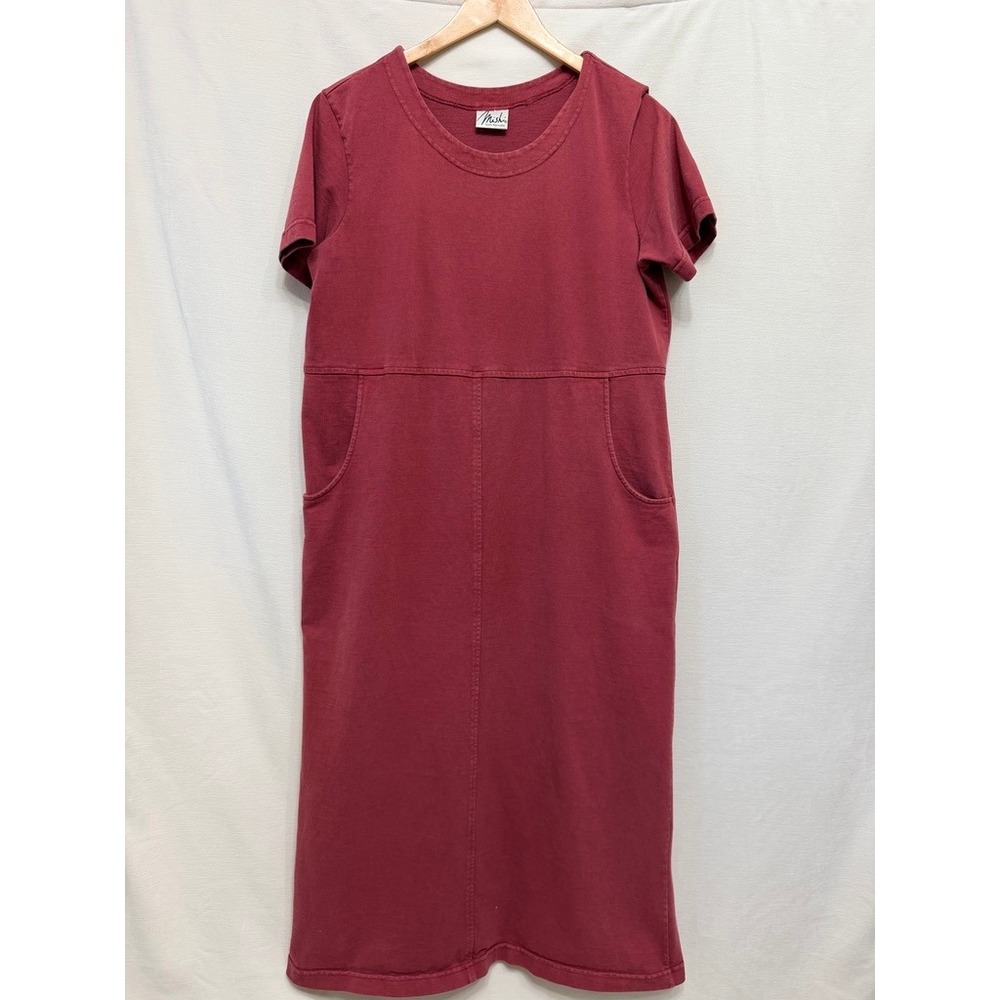 Mishi Vintage 90s Cotton Jersey Maxi Dress Large Burgundy | Minimalist Artsy